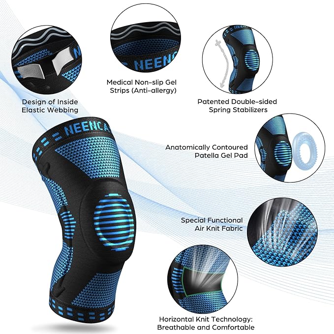 NEENCA Professional Knee Brace for Pain Relief, Medical Knee Support with Patella Pad & Side Stabilizers, Compression Knee Sleeve for Meniscus Tear, ACL, Joint Pain, Runner, Workout - FSA/HSA APPROVED