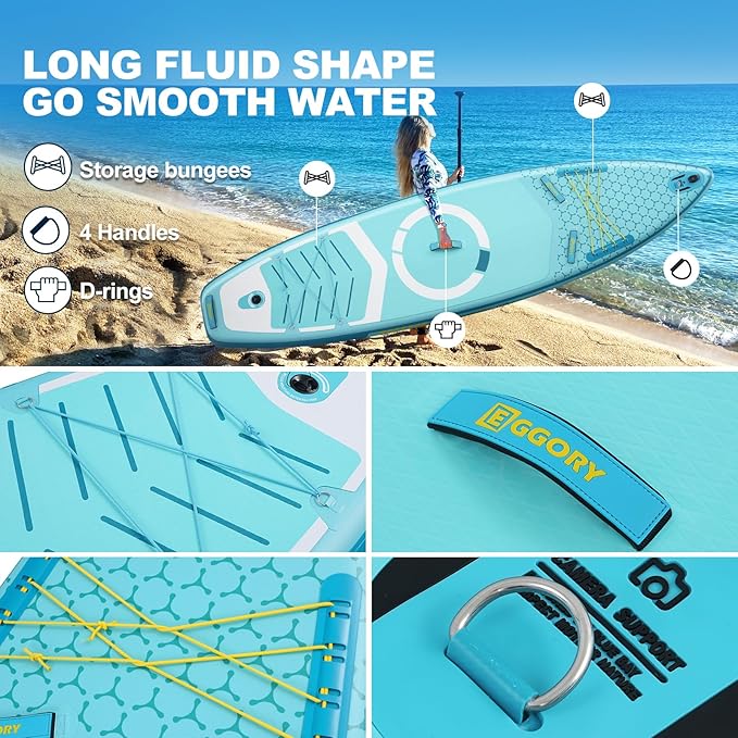 Inflatable Paddle Board,Stand Up Paddle Board Set, Extra Wide SUP Board with Removable Fin, Floating Paddle, Hand Pump, Waterproof Phone Pouch,Traveling Board