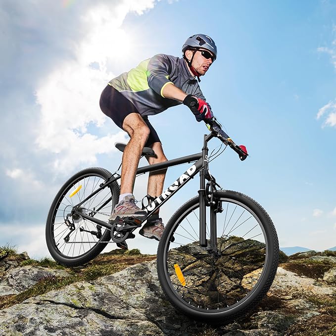26 inch Mountain Bike with 7/21 Speeds Lightweight Cycling Bicycles, Dual Disc/V Brake,Metal Frame Bicycle for Men and Women, Adult Racing Bike, Road Bike(Blue/Grey/Black)