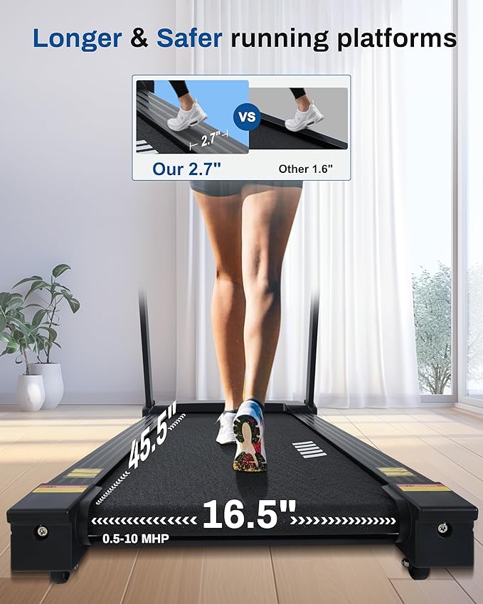 Auto Incline Treadmill - 300+ LBS Capacity 3.5HP Folding Treadmills with 15% Auto Incline, Running Machine for Home, 10 MPH Speed, 36 Preset Programs, Upgrade LCD Panel, Bluetooth App