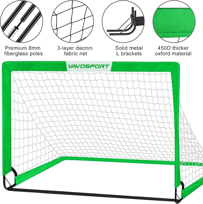 Kids Soccer Goals for Backyard Set - 2 of 4' x 3' Portable Soccer Goal Training Equipment, Pop Up Toddler Soccer Net with Soccer Ball, Soccer Set for Kids, Youth Outdoor Games, Sports, Play