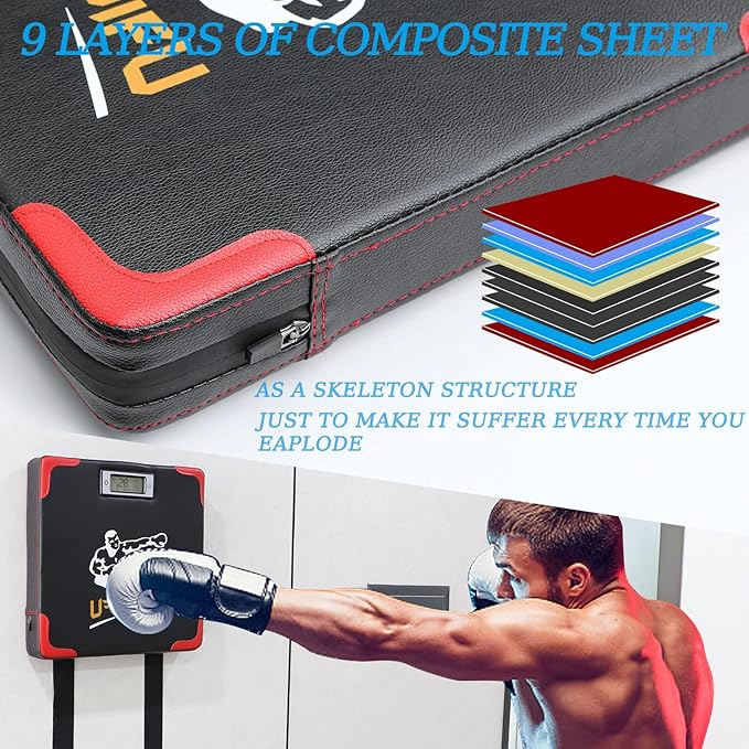 Punch Force Tester, Upgrade Version Wall Boxing Punching Pad, Automated Screen System Wall Punching Pad for Athletes and Beginners, No Brilling, Easy to Install.