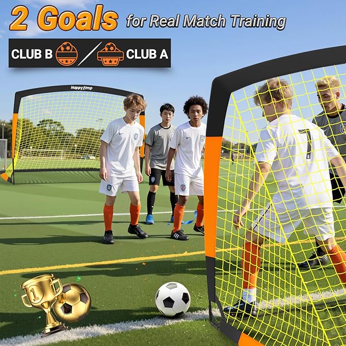 Soccer Goal 7'x5', 6.6‘x3.3', 5'x3.6', 4'x3', 3'x2.2' Soccer Net for Kids Backyard