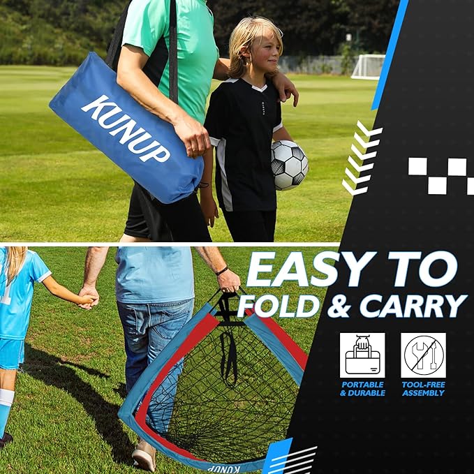 5×3 6x4 9x5 FT Portable Kids Soccer Goal for Backyard, Foldable Soccer Practice Net with Carrying Bag for Toddler Youth Adult Pop Up Soccer Training Equipment Indoor and Outdoor Sports Game