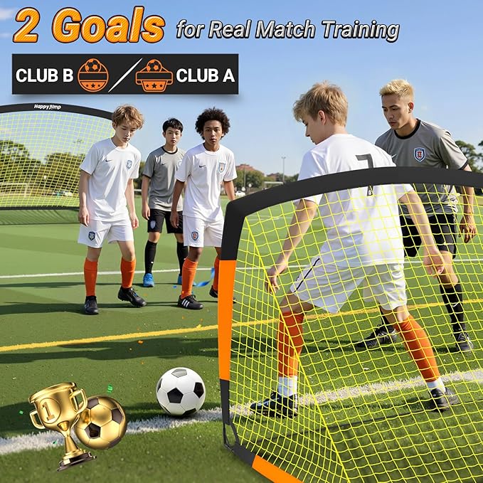 Soccer Goal 7'x5', 6.6‘x3.3', 5'x3.6', 4'x3', 3'x2.2' Soccer Net for Kids Backyard