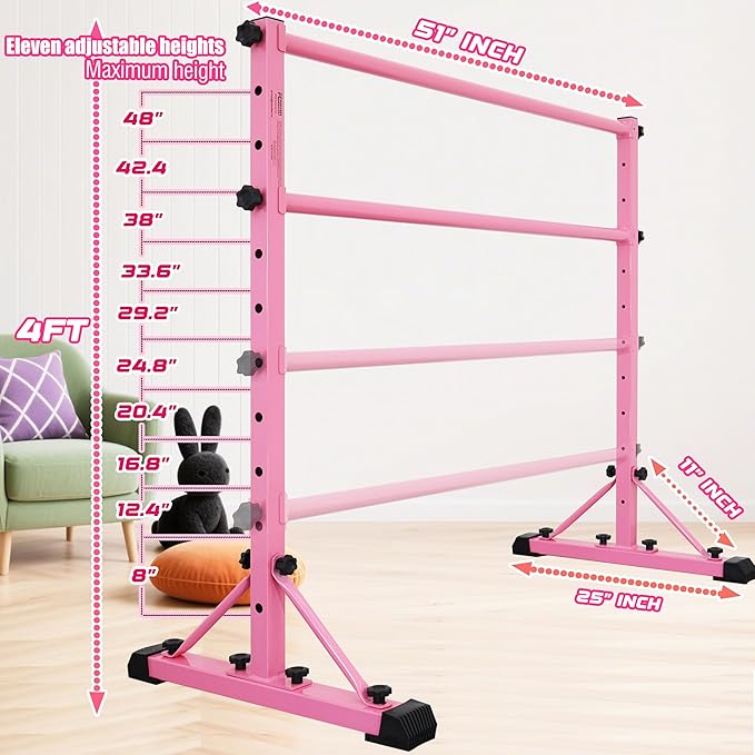 Adjustable Ballet Barre,Portable Dance bar,Fitness Equipment for Dance & Balance Excercise,Super Sturdy for Balance Workout,Weight Limit 250 LBS