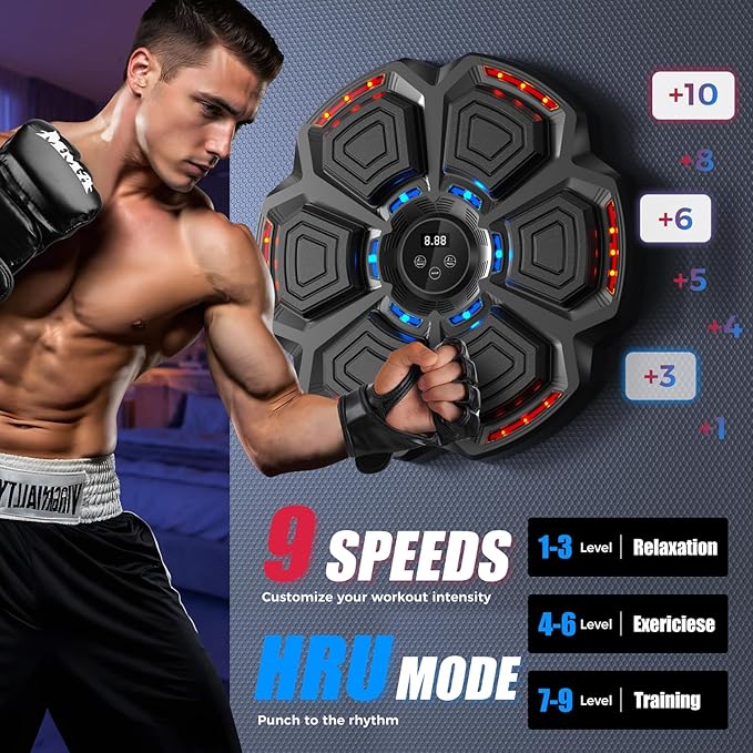 Music Boxing Machine for Adults,Smart Boxing Training Machine,Wall Target Punching Workout for Kids,Reflex Training Suitable for Home,Office,Gym,Fun Fitness Equipment