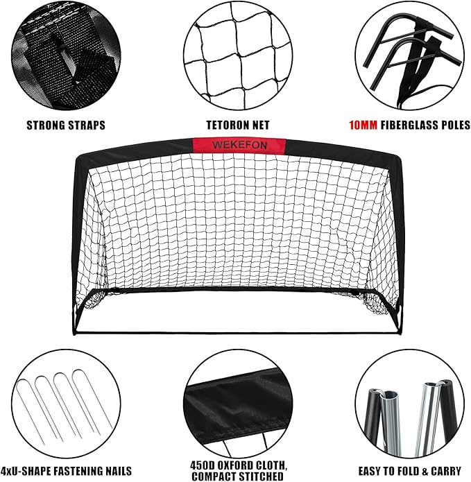 Soccer Goal 5' x 3.1' Portable Soccer Net with Carry Bag for Backyard Games and Training for Kids and Youth Soccer Practice, 1 Pack