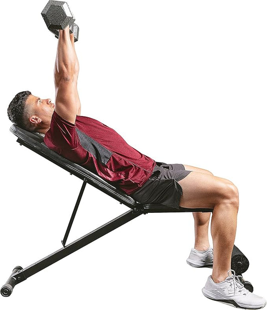 Sunny Health & Fitness Compact Premium Incline Bench Press Bar Rack Set & Optional Leg Extension Developer, Preacher Curl for Solid Strength Training Home Gym