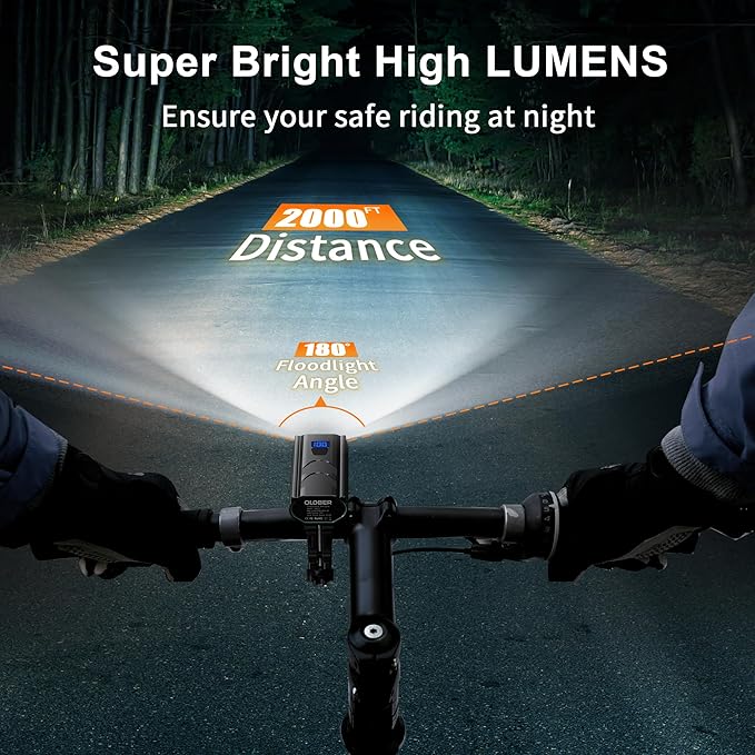 Rechargeable Bike Lights for Night Riding High Lumens with 2 Pack Taillight, Super Bright Bicycle Headlight & Tail Light Set, Safety Light Front and Back Cycling