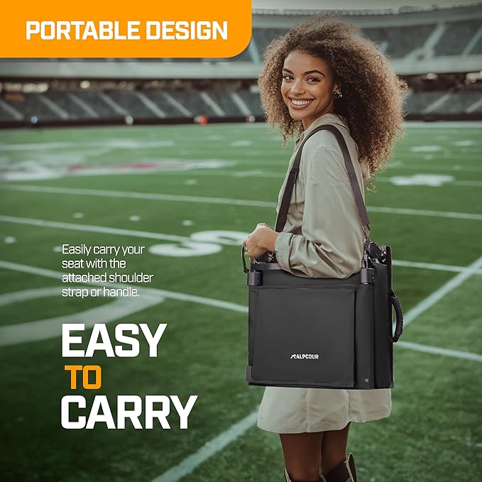 Folding Reclining Stadium Seats with Back Support for Bleachers, Bleacher Chairs with Back and Cushion Seating for Football, Camping Chair, Kayak Seat, Canoe, Paddle Board, Concerts, & Sports Events