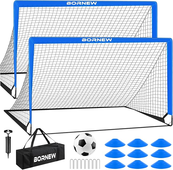 Kids Soccer Goal for Backyard Set - 2 Set of 6X4 FT Toddler Soccer Nets with 20ft Agility Ladder, Soccer Ball, Pop Up Portable Soccer Set for Kids and Youth Game and Training Goals Ages 3-16 Gift