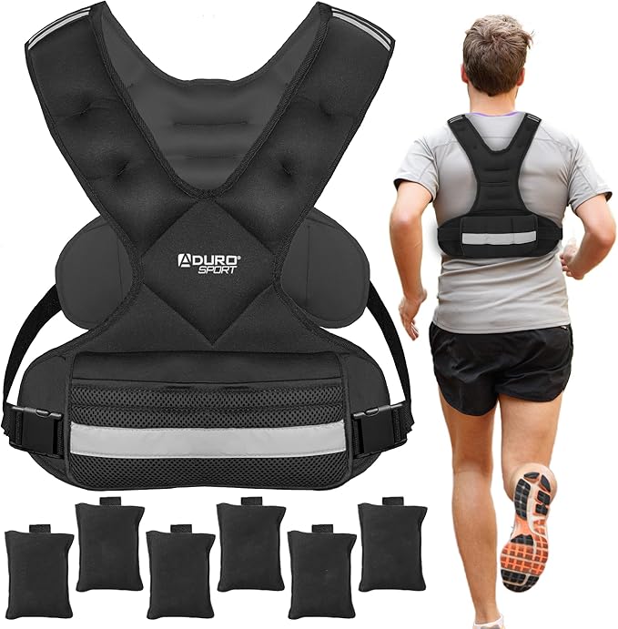 "Aduro Sport Adjustable Weighted Vest Workout Equipment, 4-10lbs/11-20lbs/20-32lbs/26-46lbs Body Weight Vest for Men, Women, Kids"
