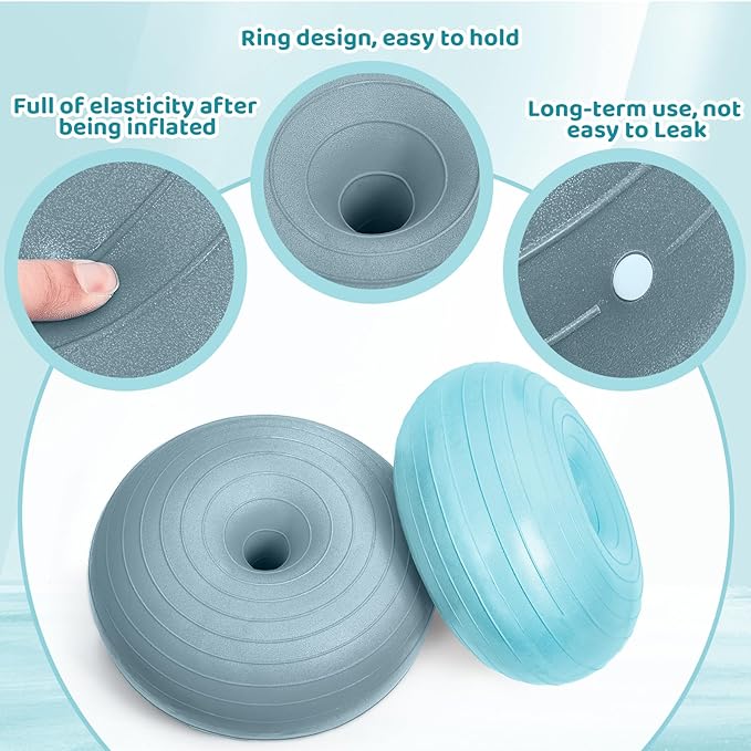 Lewtemi Flexible Seating for Classroom 20 Inch Inflatable Yoga Ball Chair Large Donut Exercise Ball Chair Cushion Seat with Inflator for Kid Student Sensory Balance Home Office