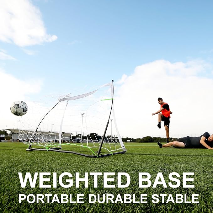 QUICKPLAY Kickster Elite Portable Soccer Goal | Integrated Weighted Base for Training on Turf, Hard Floors or Grass | Sizes 5x3', 6x4', 12x6', 16x7', & 3x2M [Single Goal]