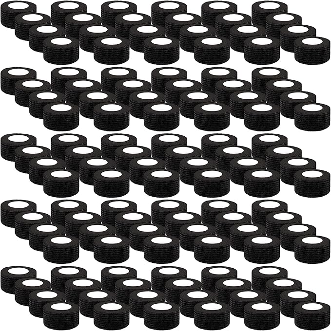 BQTQ 120 Rolls Self Adhesive Bandage Wrap 1 Inch x 5 Yards Black Athletic Tape Self Adherent Wrap Stretch Bandages Self Stick Bandage Wraps Tape for Wrist Ankle Swelling Sprains