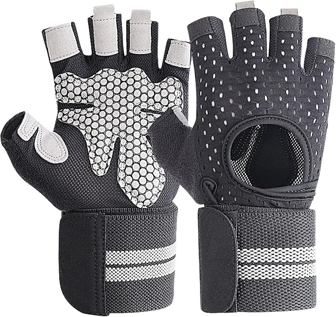 Weightlifting Gym Gloves for Men Women, Breathable Workout Gloves, Anti-Slip Exercise Gloves, Adjustable Wrist Support, Full Palm Protection, Lightweight