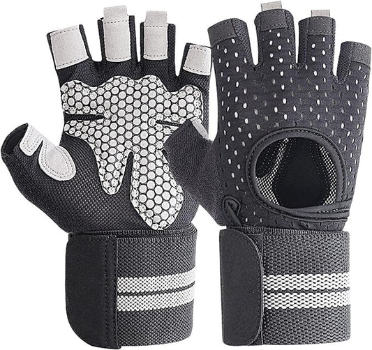 Weightlifting Gym Gloves for Men Women, Breathable Workout Gloves, Anti-Slip Exercise Gloves, Adjustable Wrist Support, Full Palm Protection, Lightweight