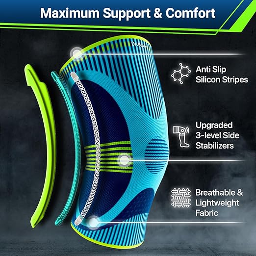 DR. BRACE ELITE Knee Brace with Size Stabilizer (2 Pack) Knee Brace for Women & Men, Workout, Sports, Daily Knee Compression Sleeve for Maximum Knee Pain Support & Fast Recovery (Zeus, X-Large) 2