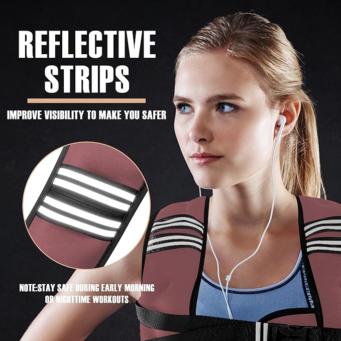 Weighted Vest Men or Women - 5/10/15/20/25/30lbs Weights with Reflective Stripe, Weighted Vest for Workout Equipment for Strength Training Running - Walking Weight Loss