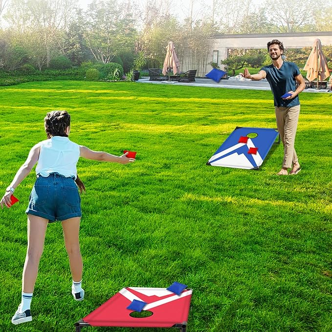 NZQXJXZ Portable Cornhole Board Set 3x2 Ft with 8 Bean Bags Corn Hole Toss Game Cornhole Games for Indoor and Outdoor Parties, Ideal for Kids, Adults, Camping Travel,Parties,Beach, Yard