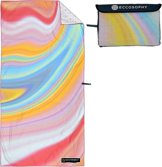 ECCOSOPHY Microfiber Beach Towel - Sand Free Towels are Quick Dry, Light Weight, Super Absorbent - Perfect Pool, Travel, Cruise, Camping Essentials - Oversized Extra Large for Adults 71x35 in