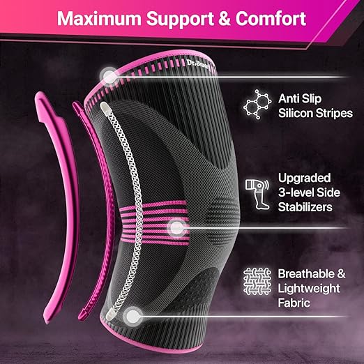 DR. BRACE ELITE Knee Brace with Size Stabilizer (2 Pack) Knee Brace for Women & Men, Workout, Sports, Daily Knee Compression Sleeve for Maximum Knee Pain Support & Fast Recovery (Orion, Medium)