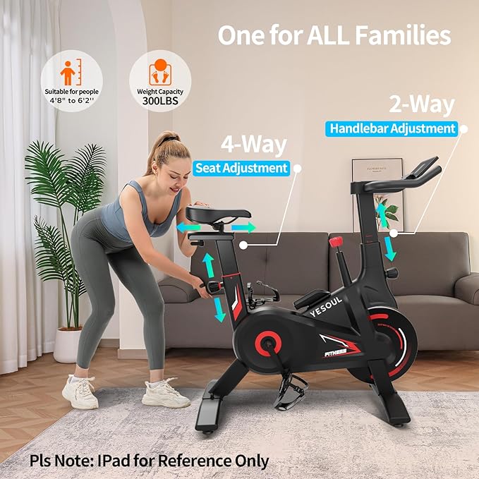 YESOUL Exercise Bike with Exclusive Smart App, Adjustable Magnetic Resistance & 300lbs Capacity, Indoor Stationary Cycling Bike with Stable Triangle Frame, Scenic Rides & Live Classes for Home Workouts