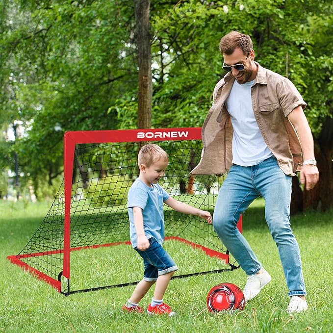 Kids Soccer Goal for Backyard Set - 2 Set of 6X4 / 4X3 ft Toddler Soccer Nets Training Equipment, Soccer Ball, Pop Up Portable Soccer Set for Kids and Youth Games and Training Goals Ages 3-16 Gift