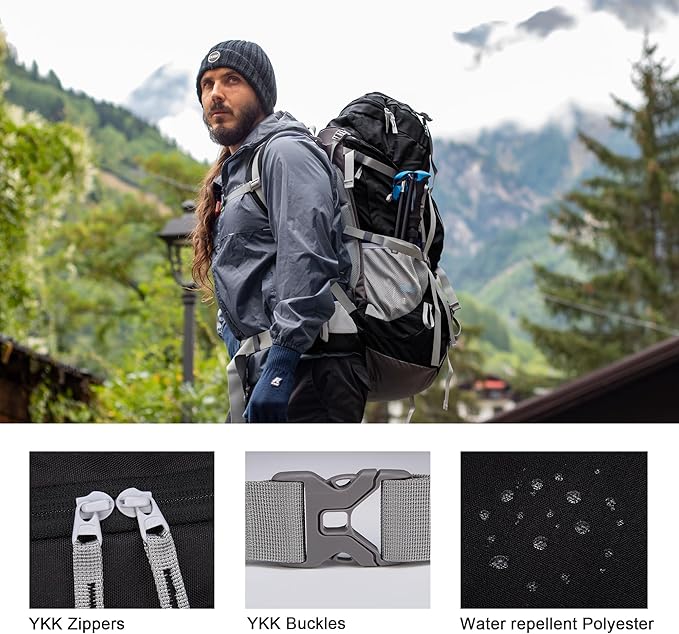 MOUNTAINTOP 70L Internal Frame Backpack Camping Backpacking Hiking Backpack for Men Women with Rain Cover