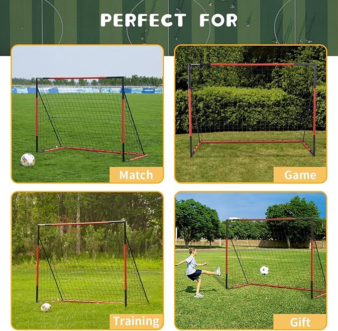KAIHAOWIN Soccer Goal 3'x2.5'|6'x4'|8'x6'|10'x6.6'-Steel Frame Goal Post All Weather Soccer Net-Quick Assembly Training Sports Soccer Goals for Backyard Indoor Outdoor-Heavy Duty Metal Soccer Goals