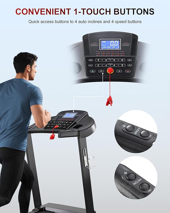 ECHANFIT Treadmill with 15% Auto Incline, Folding Treadmill for Home, 0.6-10 MPH, 350 LB Capacity, 18.11" Wide Running Belt, 3.5 HP, Shock Absorption, Bluetooth Speaker & App