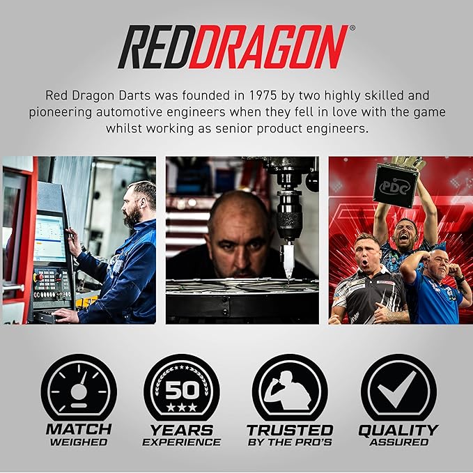 RED DRAGON Amberjack Series Darts Set with Flights and Shafts (Stems)