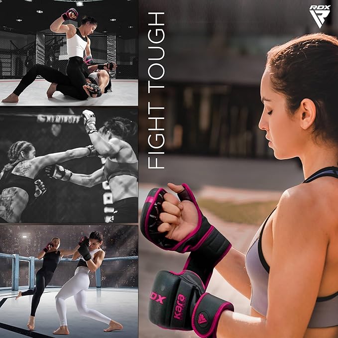 RDX MMA Gloves Sparring Grappling, Hybrid Open Palm Martial Arts Mitts Men Women, Maya Hide Leather Wrist Support, Cage Fighting Combat Sports Boxing Glove Training, Muay Thai, Punching Bag Kickboxing