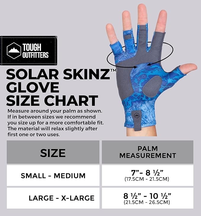 Tough Outdoors UV Fishing Gloves - Fingerless, Kayaking & Sailing - UPF 50+ Sun Protection