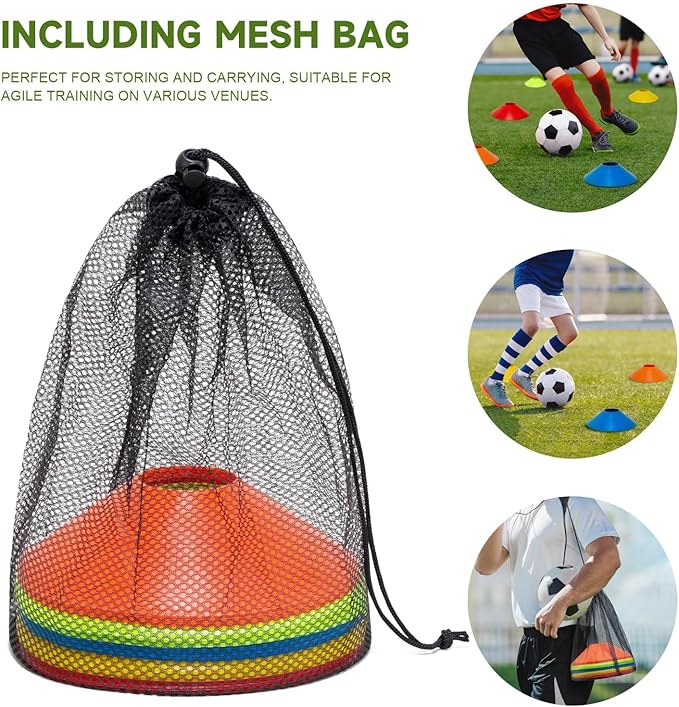 35/65 PCS Agility Soccer Cones for Training, Reusable Sports Cones for Drills with Mesh Bag, Training Cones for Soccer Practice, Football, Basketball - Disc Cones Training Equipment