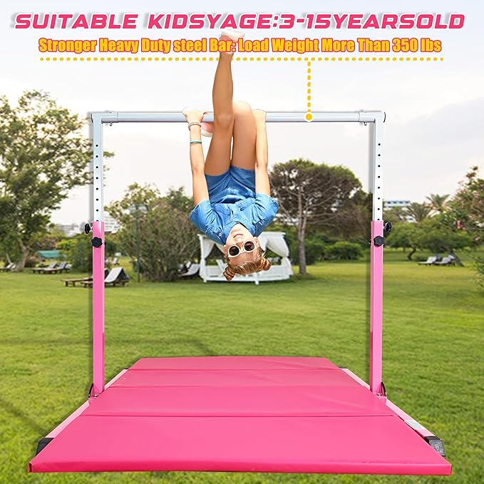 MARFULA Gymnastic Bar for Kids Gymnastic Kip Bar Horizontal Bar Gymnastic Training Equipment for Kids 3-15 Years Home and Club Use