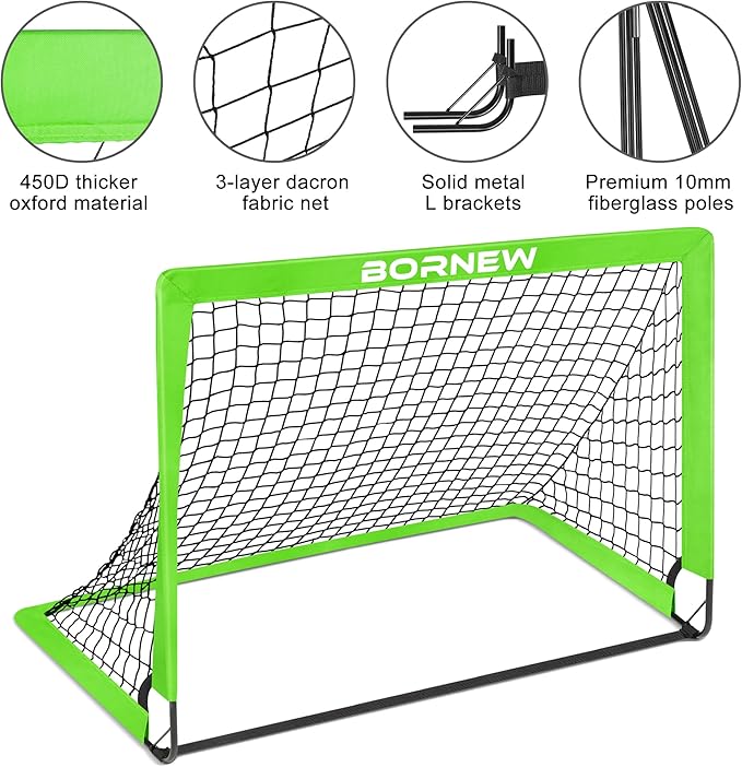 Kids Soccer Goal for Backyard Set - 2 Set of 6X4 / 4X3 ft Toddler Soccer Nets Training Equipment, Soccer Ball, Pop Up Portable Soccer Set for Kids and Youth Games and Training Goals Ages 3-16 Gift