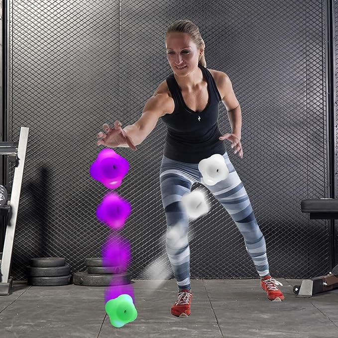 Smart Reaction Ball, Reflex Ball Hit Different Angles Change Light Color Intelligent Agility Training Light Ball for Hand Eye Coordination Training, Rechargeable, High Elasticity Silicone (3)