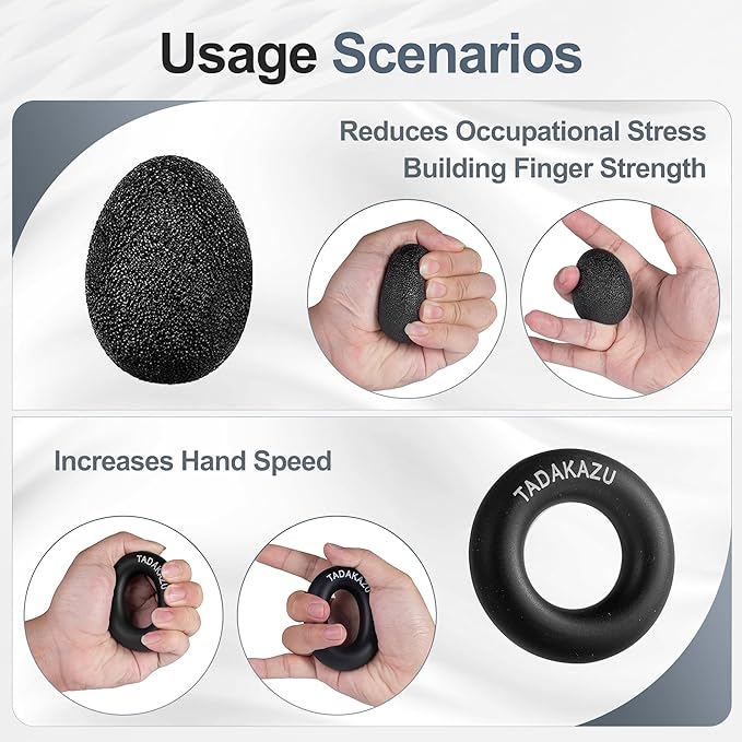 WATMAID Grip Strength Trainer Kits (5 Pack), Forearm Strengthener with Adjustable Resistance, Grip Strength Tester, Finger Strengthener, Hand Gripper Strengthener for Muscle Building Injury Recover