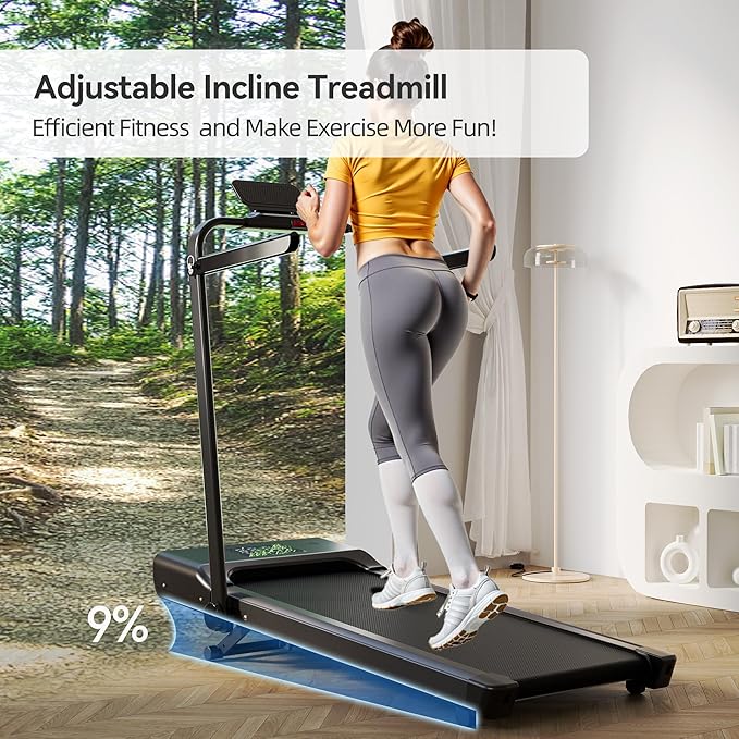 Walking Pad Treadmill with Handle Bar 3-in-1 Foldable Treadmills for Small Space 300 LBS Capacity, 3.0HP Portable Under Desk Treadmill for Home Office with LED Display Remote APP Control