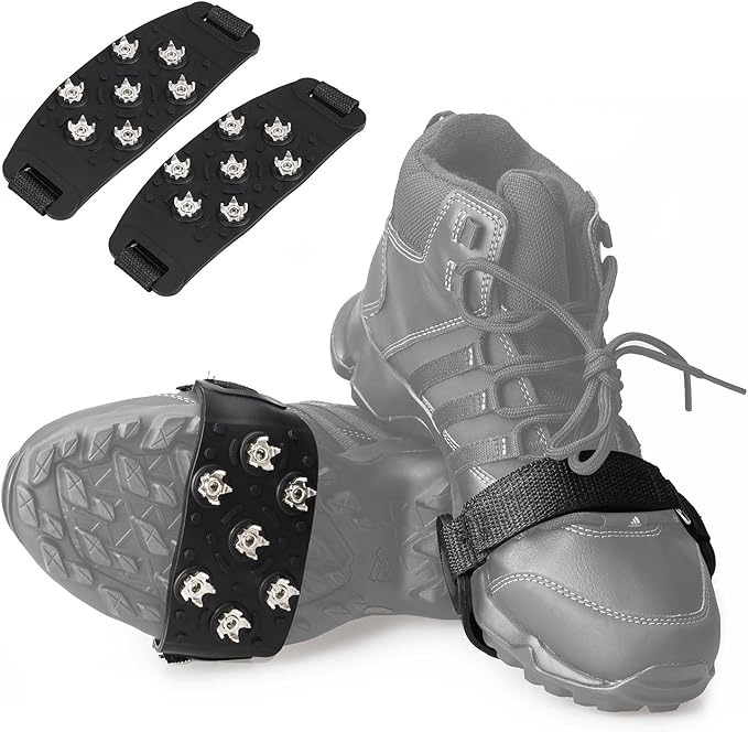 Crampon Traction Cleats Anti-Skid Traction Grips Crampons Spikes 7 Point Cleats for Footwear for Walking, Jogging, Hiking, Mountaineering Ice Snow Grips
