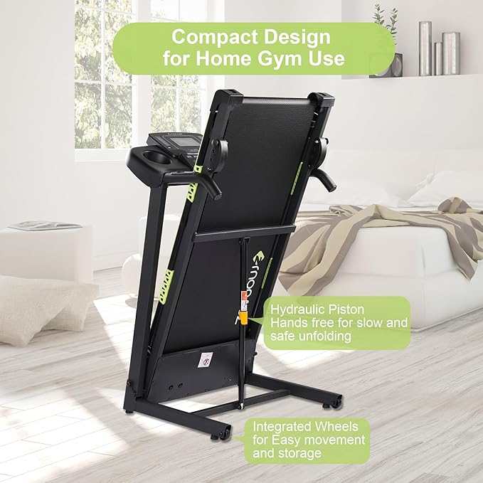 Treadmills for Home, Treadmill with Manual Incline, 3.0HP Folding Electric Treadmil, 18" Wide Running Machine with Bluetooth Speaker & Pulse Monitor, 300 LBS Weight Capacity