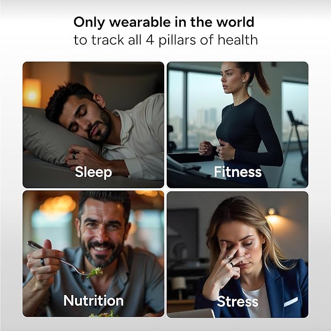 Gabit Smart Ring | 7+ Day Battery | Sleep, Fitness, Nutrition, Stress | Track Steps, VO2 Max, Recovery, Calorie Counter | Buy Sizing Kit First | Smart Ring for Men & Women | Titanium, Matte Silver 10