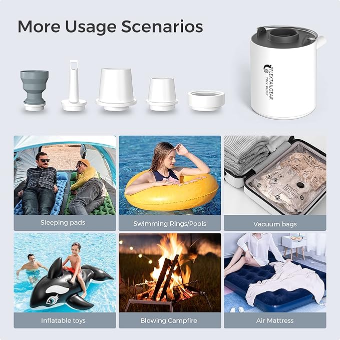 FLEXTAILGEAR Tiny Portable Air Pump Ultra-Mini, with 1300mAh Battery USB Rechargeable to Inflate Deflate for Pool Floats Air Bed / Mattress Swimming Ring Vacuum Storage Bags