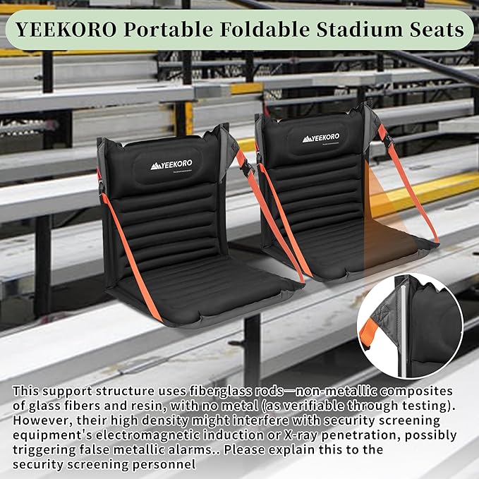 Inflatable Stadium Seats, Portable Bleacher Seat with Back Support, Foldable and Lightweight Chairs for Sporting Events/Camping, Stadium Seats with Storage Bag Lounge Chair