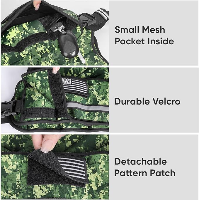 APEXUP Adjustable Weighted Vest, 4-10lb/12-18lb/20-32lb Vest with 6 Ironsand Weights and Large Pocket, Weight Vest for Men Women Strength Training, Running, Walking
