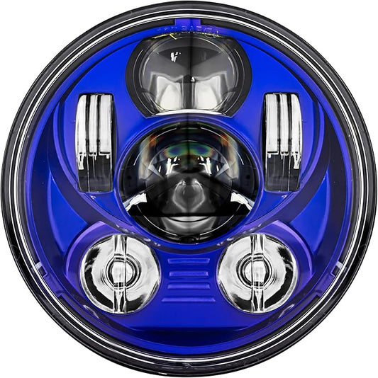 Eagle Lights 5.75 inch Blue LED Projection Headlight - Generation III for Harley Sportster, Indian Scout (Blue)