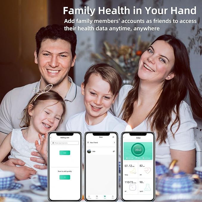 Smart Ring for Women Men, Health Fitness Tracker Ring, IP68 Waterproof Rings, Sleep Ring with Charging Case and Ring Protector, Remote Photography, Family Care, No App Fees(Black, 6#)