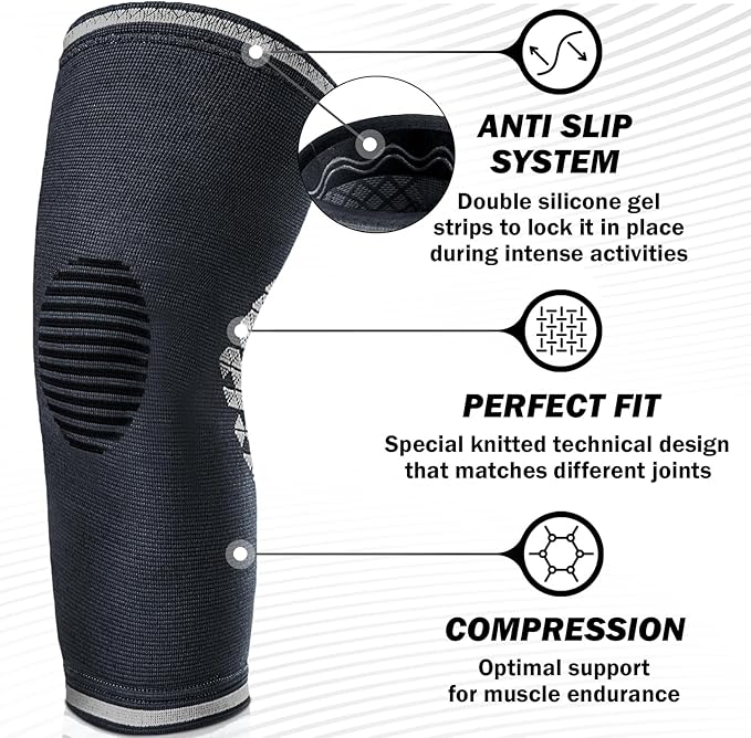 POWERLIX Adjustable Compression Knee Brace for Men & Women, Featuring Stabilizers & Patella Support, Optimal Recovery for Knee Pain, Medical Knee Sleeve for Arthritis, Weightlifting, Dance, Running
